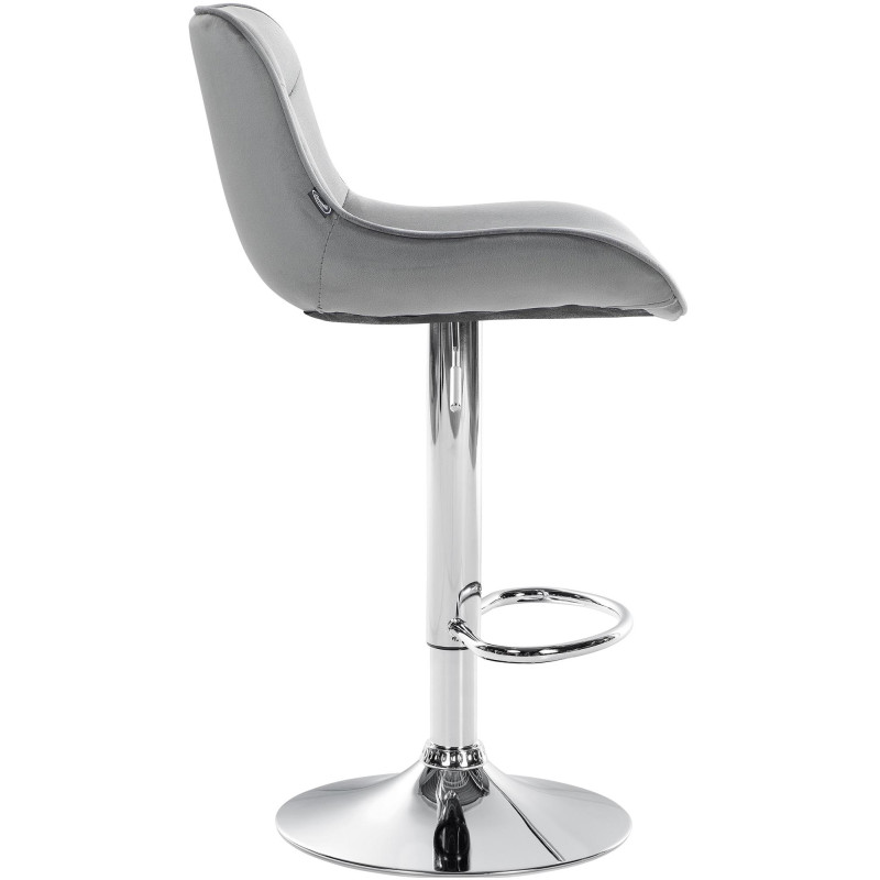 Lot de 2 tabourets de bar Vonore velours chrome gris