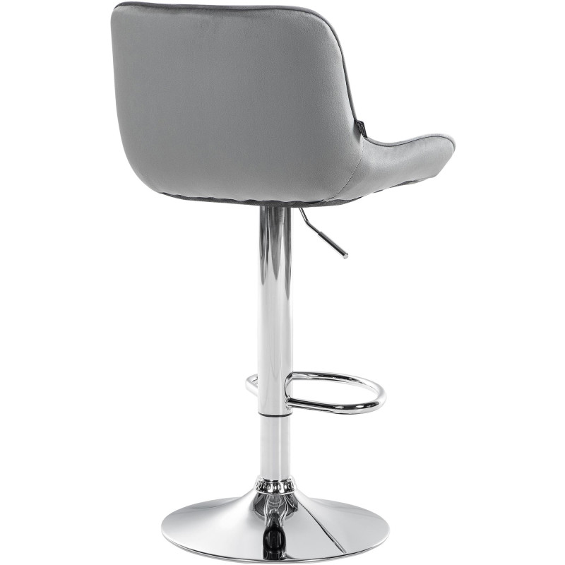 Lot de 2 tabourets de bar Vonore velours chrome gris