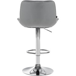 Lot de 2 tabourets de bar Vonore velours chrome gris