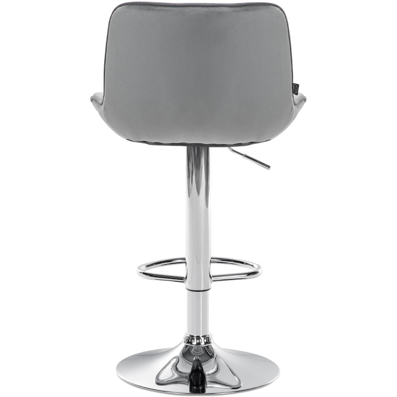 Lot de 2 tabourets de bar Vonore velours chrome gris