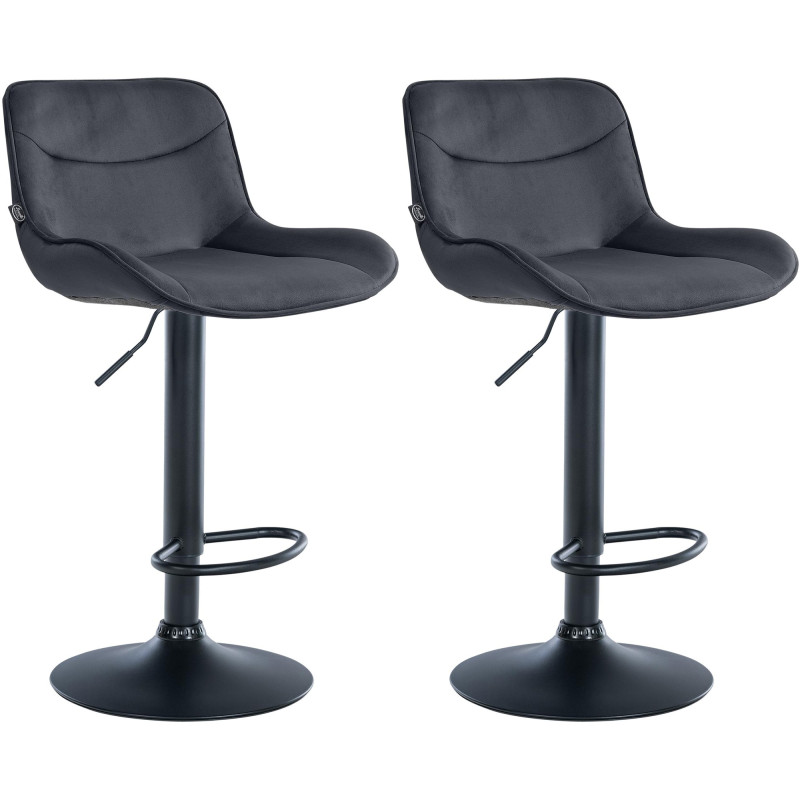 Lot de 2 tabourets de bar Vonore velours noir