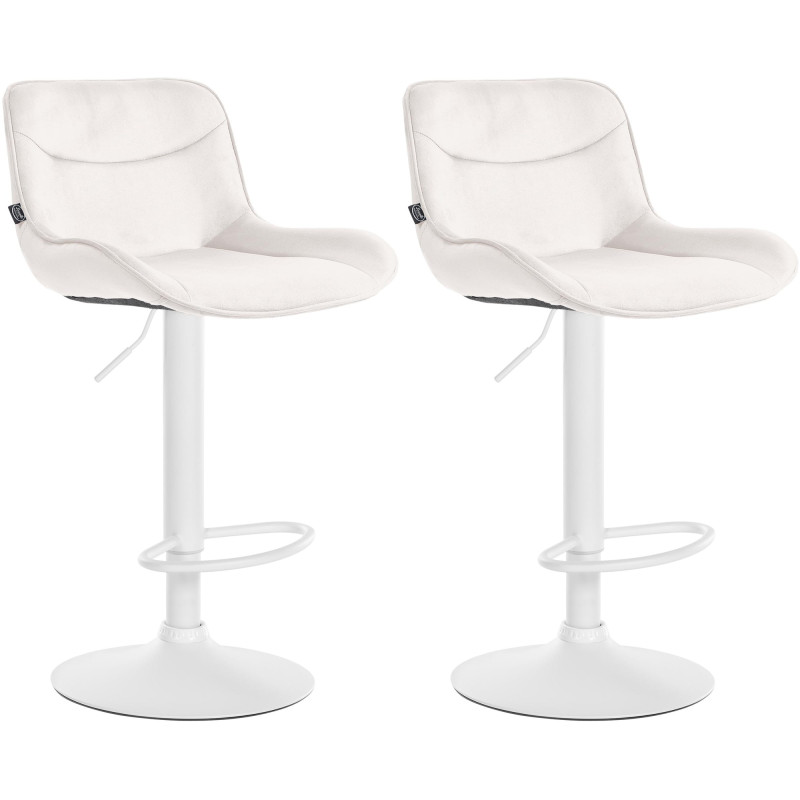 Lot de 2 tabourets de bar en velours Vonore crème