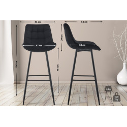 Lot de 2 tabourets de bar en velours Dartford noir