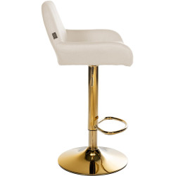 Tabouret de bar Braga en tissu doré crème