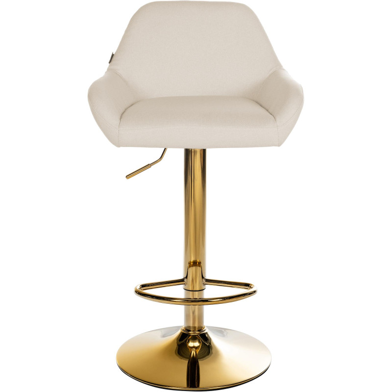 Tabouret de bar Braga en tissu doré crème