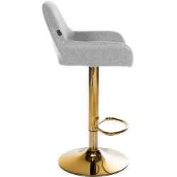 Tabouret de bar Braga en tissu doré gris