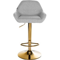 Tabouret de bar Braga en tissu doré gris