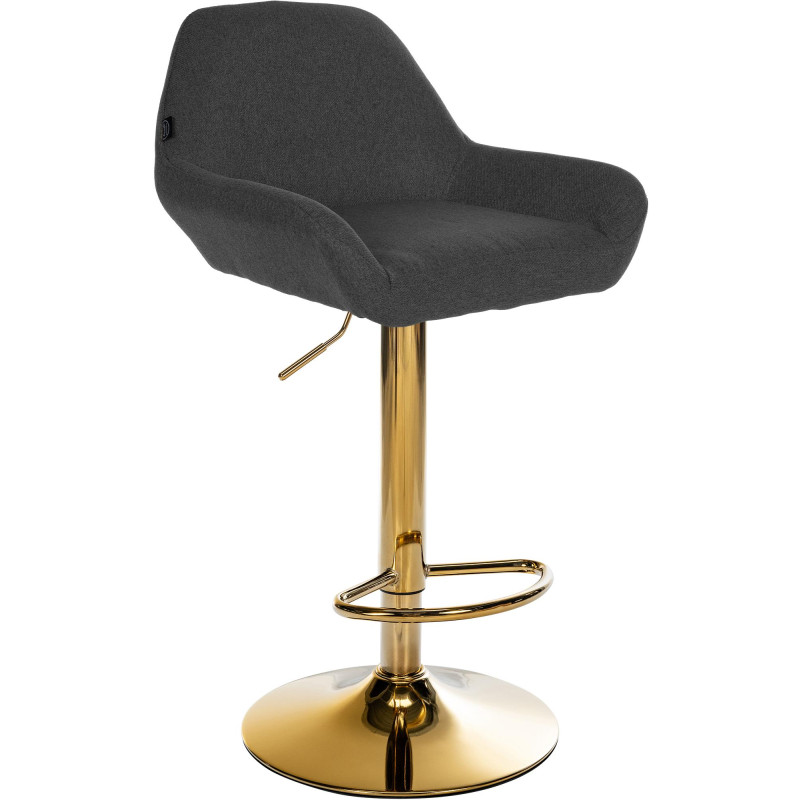 Tabouret de bar Braga en tissu doré noir