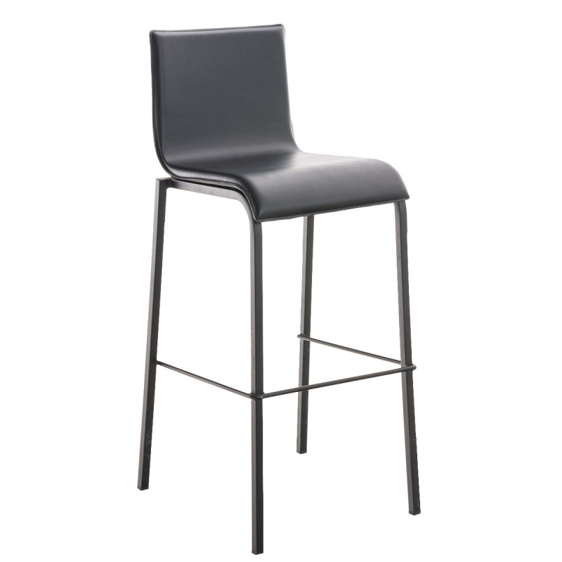 Tabouret de bar Avola cuir plat B78 noir
