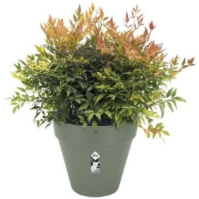 Pot De Fleurs Rond LOFT URBAN - Plastique - Percé - Réservoir - Avec roulettes - Ш40 - Vert