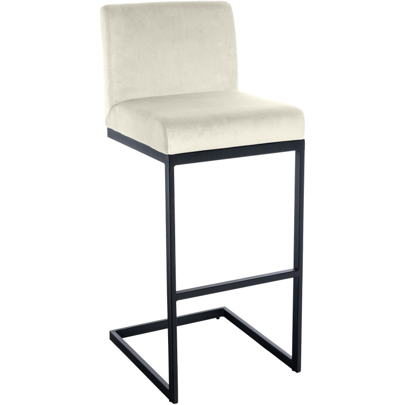 Tabouret de bar en velours Hopewell B crème