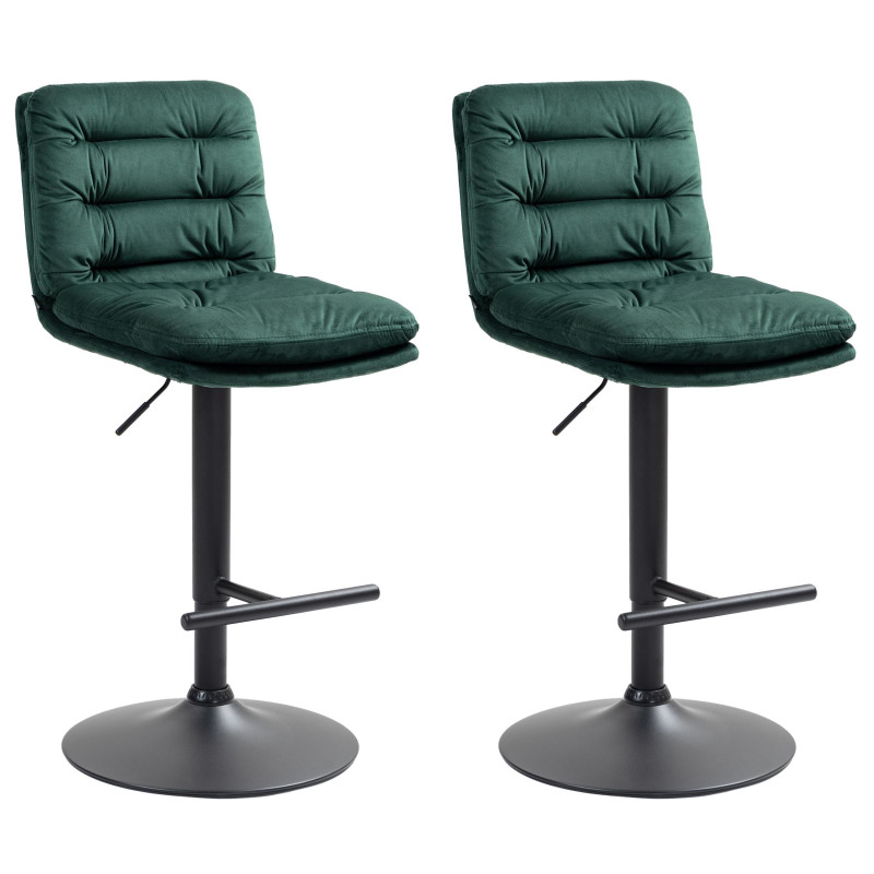 Lot de 2 tabourets de bar Damar velours vert