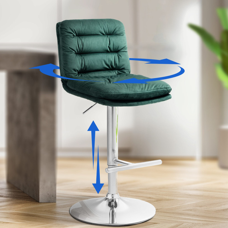 Lot de 2 tabourets de bar Damar velours chromé vert