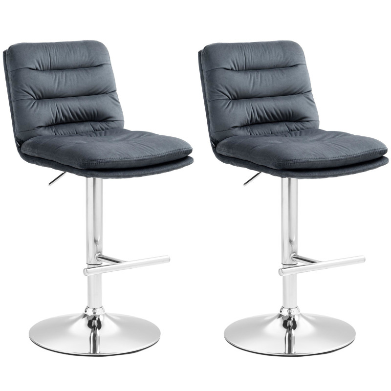 Lot de 2 tabourets de bar Damar velours chromé gris foncé