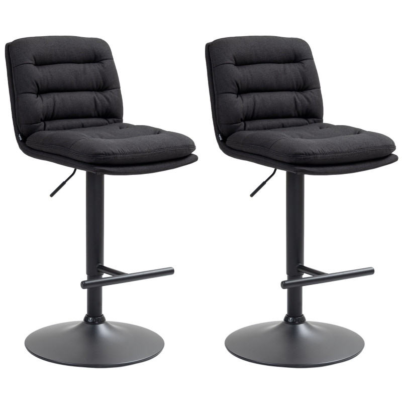Lot de 2 tabourets de bar en tissu Damar noir