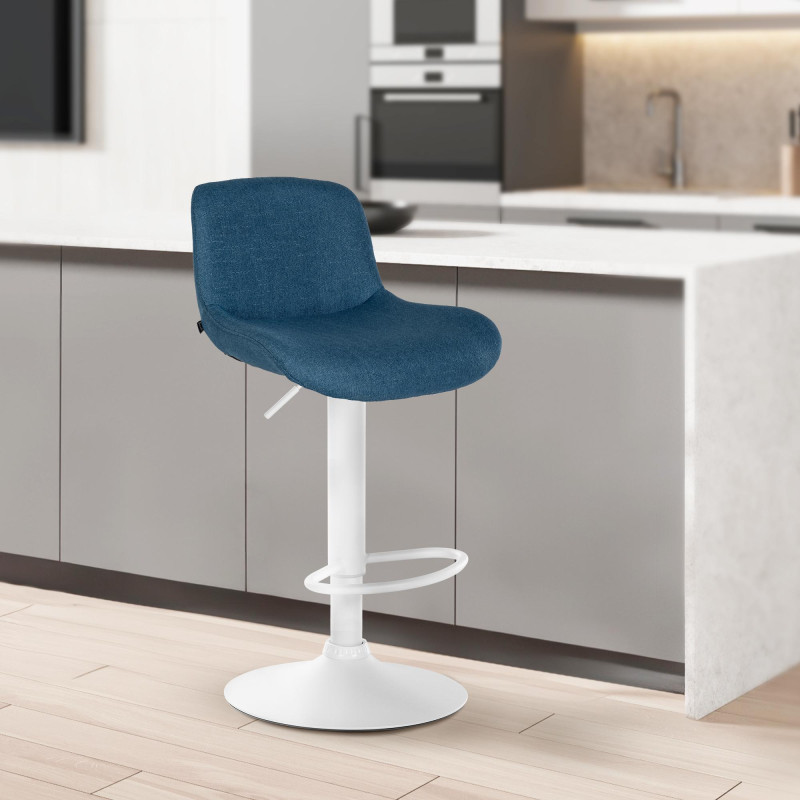 Lot de 2 tabourets de bar Solon en tissu bleu