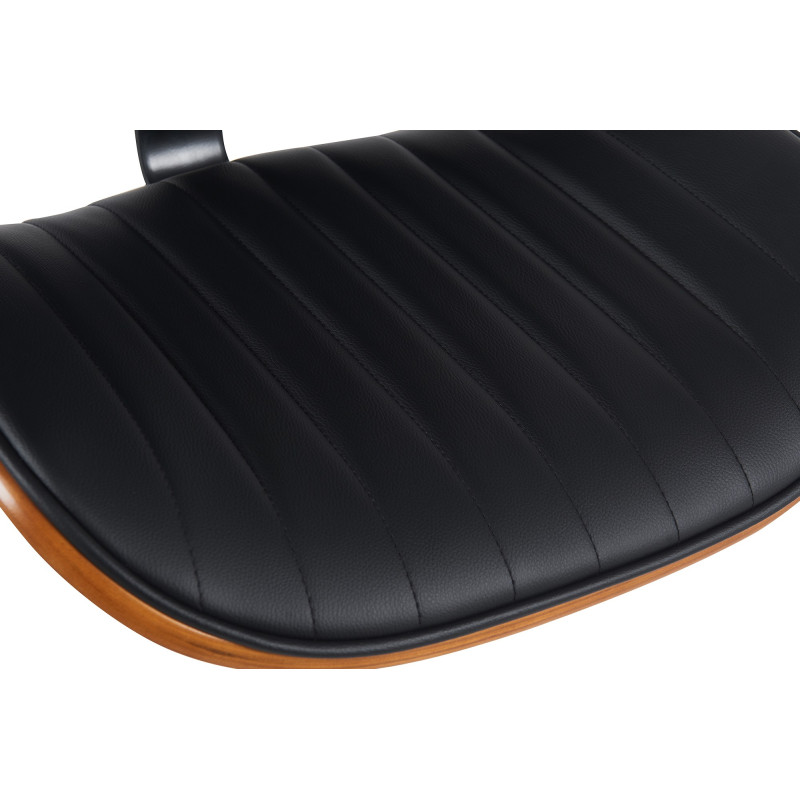 Tabouret de bar Clawson, similicuir noyer/noir