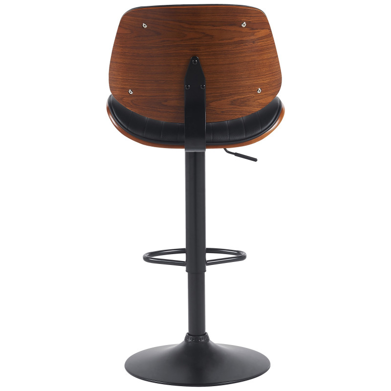 Tabouret de bar Clawson, similicuir noyer/noir