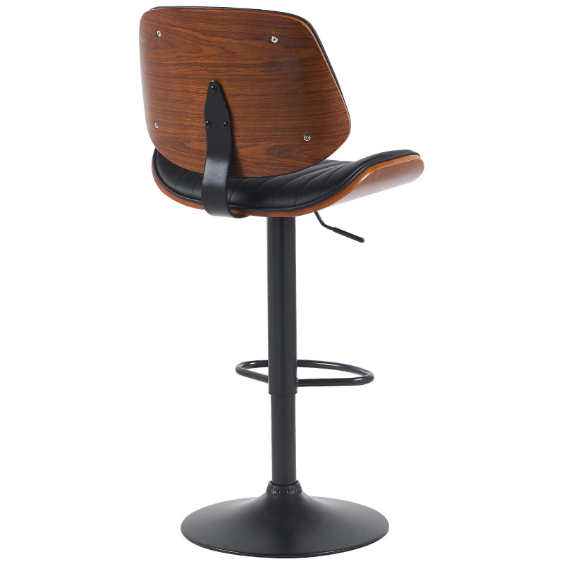 Tabouret de bar Clawson, similicuir noyer/noir