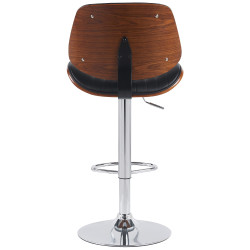 Tabouret de bar Clawson, similicuir, chrome noyer/noir