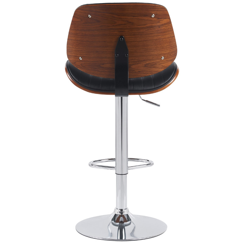 Tabouret de bar Clawson, similicuir, chrome noyer/noir