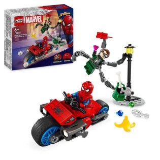 LEGO 76275 Marvel La Course-poursuite en Moto : Spider-Man contre Docteur Octopus, Jouet avec Moto avec Canons