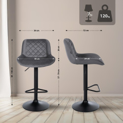 Tabouret de bar en velours Kasson gris foncé