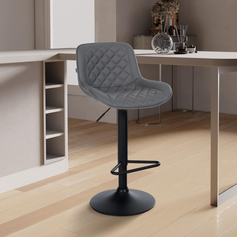 Tabouret de bar Kasson en cuir artificiel gris