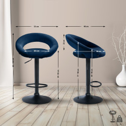 Tabouret de bar Olinda en velours bleu