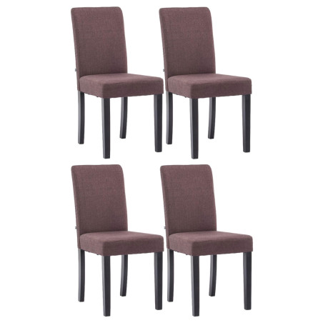 Lot de 4 chaises de salle à manger Ina en tissu noir marron