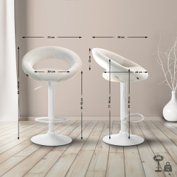 Tabouret de bar Olinda en velours crème
