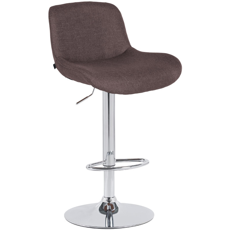 Tabouret de bar Solon en tissu chromé brun foncé