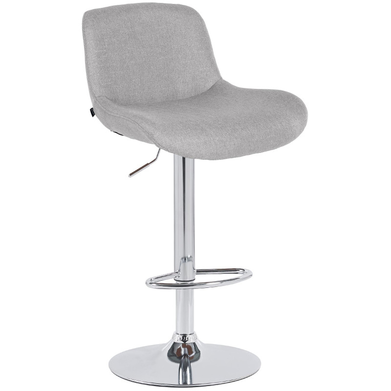 Tabouret de bar Solon en tissu chromé gris clair