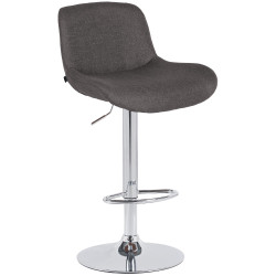 Tabouret de bar Solon en tissu chromé gris foncé