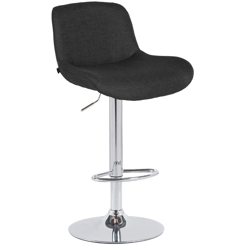 Tabouret de bar Solon en tissu chromé noir