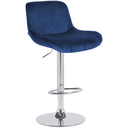 Tabouret de bar en velours chromé Solon bleu