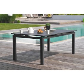 Table de jardin rectangulaire extensible - Gris anthracite - Aluminium - 12 personnes - 240/300 x 100 cm - MIAMI - DCB GARDEN