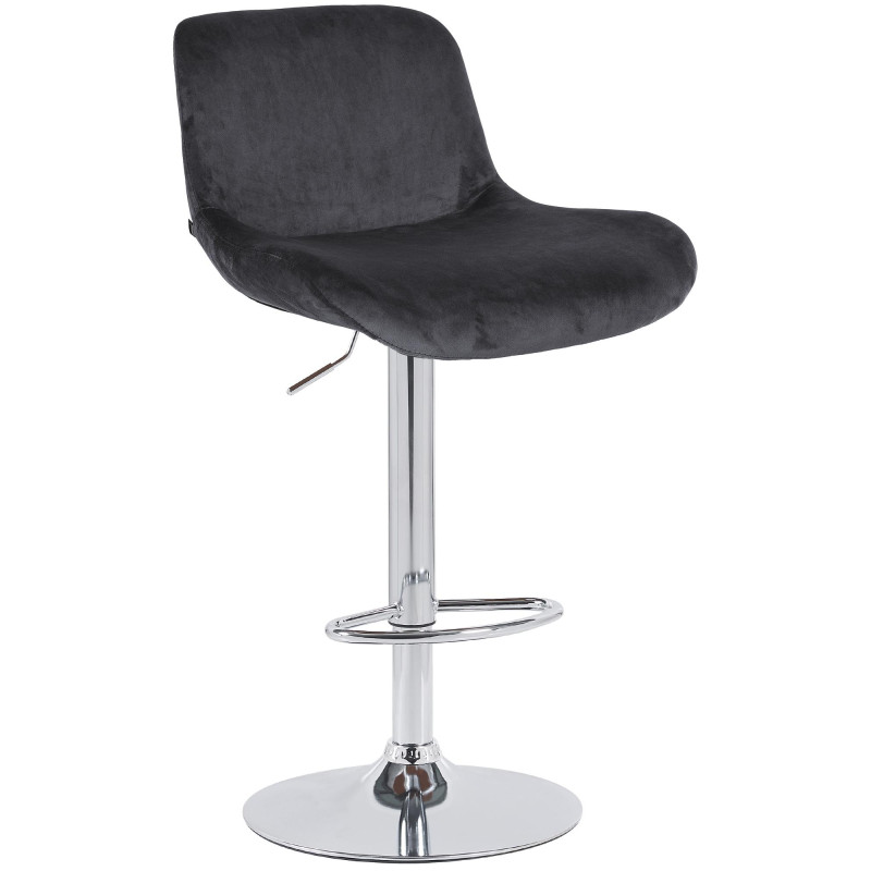 Tabouret de bar en velours chromé Solon noir