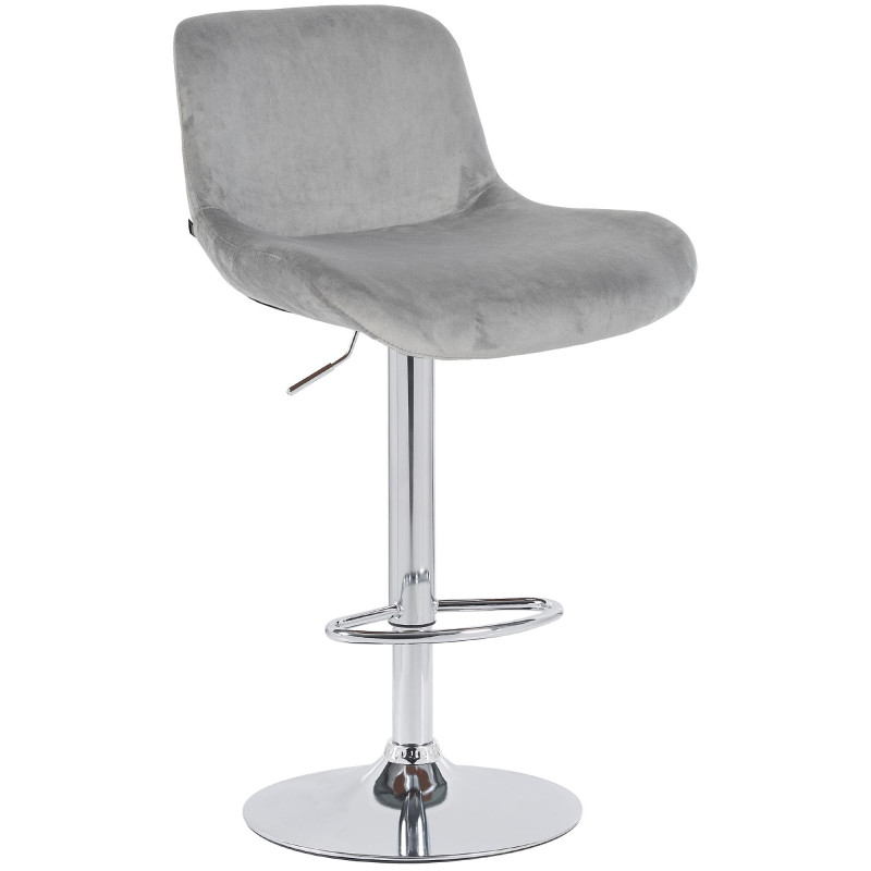 Tabouret de bar en velours chromé Solon gris