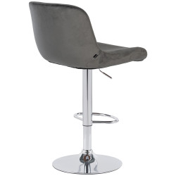 Tabouret de bar en velours chromé Solon gris foncé