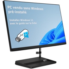 PC de Bureau Tout-en-un - LENOVO IdeaCentre 3 24IAP7 - 23.8 FHD - Intel Core i5 12450H - 16Go RAM - 512 Go SSD  - Sans Windows