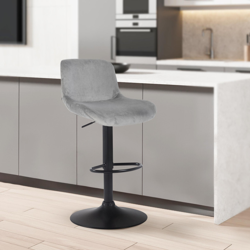 Tabouret de bar Solon en velours gris