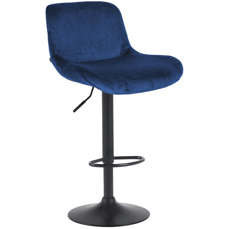 Tabouret de bar Solon en velours bleu