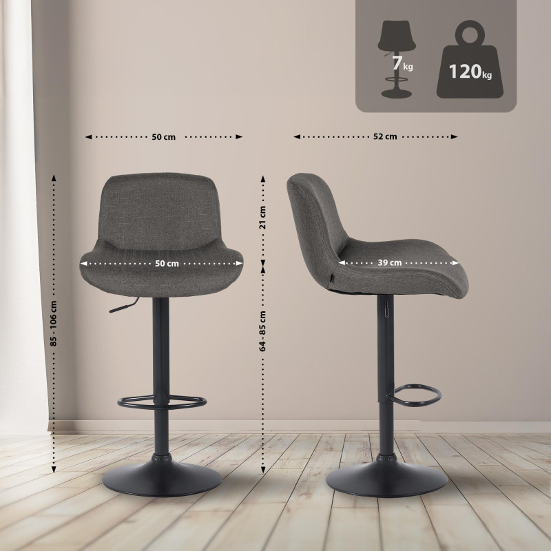 Tabouret de bar Solon en tissu gris foncé