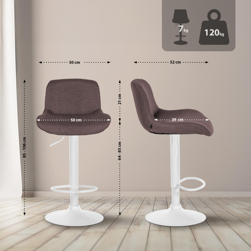 Tabouret de bar Solon en tissu brun foncé