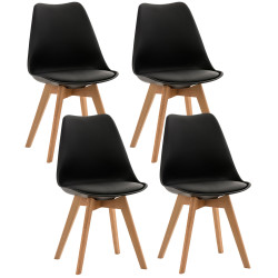 Ensemble de 4 chaises Linares, noires
