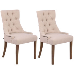 Ensemble de 2 chaises de salle à manger Aberdeen, tissu crème clair antique