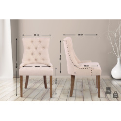 Lot de 2 chaises de salle à manger Aberdeen en tissu crème clair antique