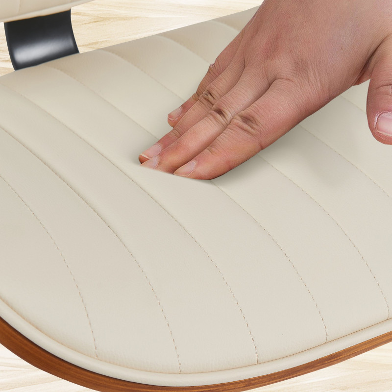 Lot de 2 tabourets de bar Clawson, simili cuir noix/crème