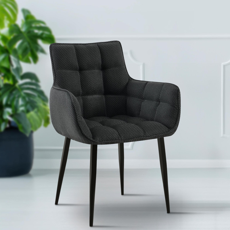 Chaise Tirana, tissu noir et gris titane